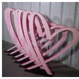 Set of 6 Pink Ribbon Hearts, floor standing foam