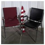 Two office lobby chairs with American Flag