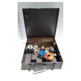 Tools - metal box with solder and 2 GE radio tubes