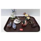 Bird & Butterfly figurines, duck lint brush, and