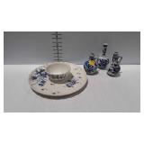 Delft cruets & bud vase with Italian blue & white
