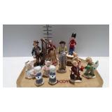 Soldier music box, and misc figurines