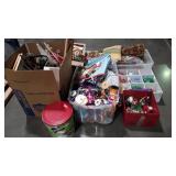 Christmas Decor Group. Ribbon, stockings, big