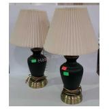 Home decor table lamps, pair of- metal with shades