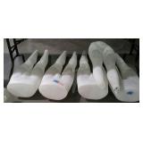 5 Lucite style mannequin bottom torsos, all will