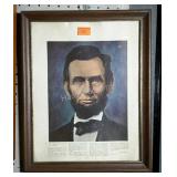 Framed print of Abraham Lincoln with Gettysburg