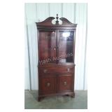 Secretary Desk, mahogany with finial arched top.