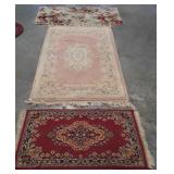 Three Misc Rugs, rose floral Scatter type, door