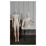 Two mannequins, full female with no stand and