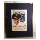 Chesterfield Cigarettes advertising framed no