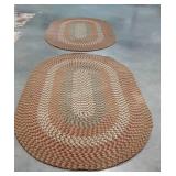 Two Rugs, oval braided room rugs, seam wear in