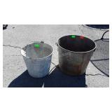 Two galvanized buckets