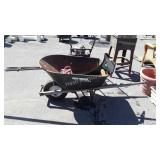 True temper metal wheelbarrow with rope and