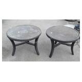Two metal patio tables, 26 inches in diameter