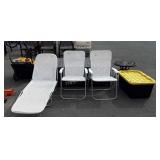 Three pc folding outdoor chairs lot and lounge,