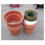 Group of plastic flower pots