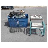 Group lot of lawn decor, patio table and foot