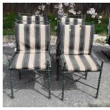 Four green metal patio chairs, seller code KP H