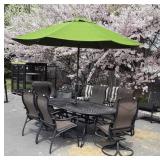Patio set, includes metal patio table 7 feet long