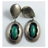 Sterling silver malachite earrings