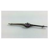 Sterling silver amethyst bar pin