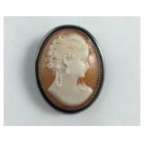 Sterling silver cameo brooch