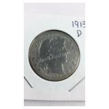 1913 D Barber Half Dollar
