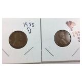 1958 D Wheat Penny and 1953 S Wheat Penny