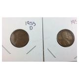 1953 D Wheat Penny and 1952 Wheat Penny