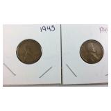 1944 Wheat Penny and 1945 Wheat Penny