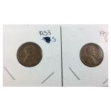 1953 S Wheat Penny and 1954 D Wheat Penny