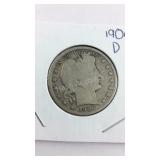 1906 D Barber Half Dollar