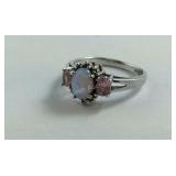 Opal Ring With Light Lavender Stones Sterling