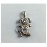 Sterling Silver Dog Pendant/Charm With CZ Stone,