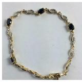 Gold Over Sterling Silver Sapphire Bracelet ,