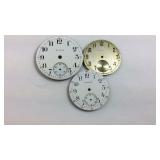 Three Faces For Pocket Watches 1 Waltham, 2 Elgin