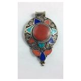 Sterling Silver Coral Turquoise Lapis, Carnelian