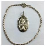 Religious Pendant Of St. Mary And Petite Silver