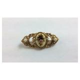 Vtg Pendant Frame Of Flowers And Two Pearls