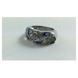 Dome Style Ring With Light Blue Stones And Clear