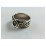 Sterling Silver Ring Wide  Missing A