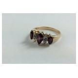 Sterling Silver Ring Gold Plated With Garnet Like