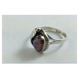 Sterling Silver Ring With A Pink Stone , Gram