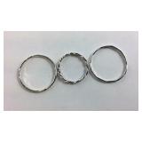 Three Sterling Silver Rings/Bands Size 10, Size