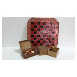 Vintage toys- tin checker board / Motor Race board