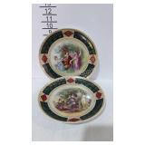 2 Austrian painted china 10" wall plates