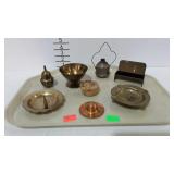Metal decor trinkets - copper hat, wooden covered