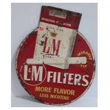 Advertising, L&M cigarette tin sign, shows wear,