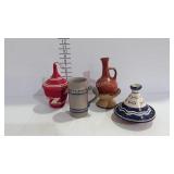 Pottery and basket group, please note mug has