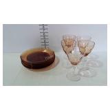 Smokey Amber glass - set of seven 8-1/2" plates &